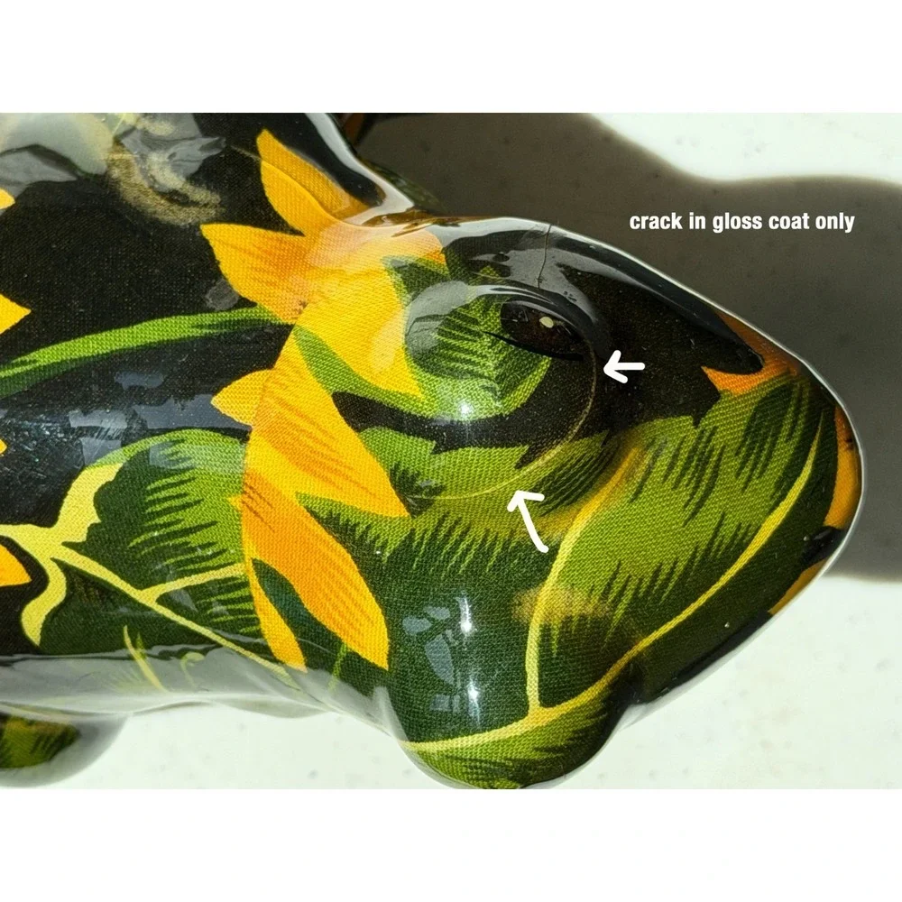 Duck Frog Floral Sunflower Decoupage Ceramic Figurine Set 2 Duck 7.25